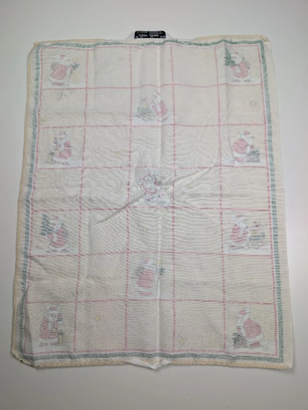 VTG Lippe-Leinen German Christmas Santa Tea Hand Towel Halbleinen Linen Blend